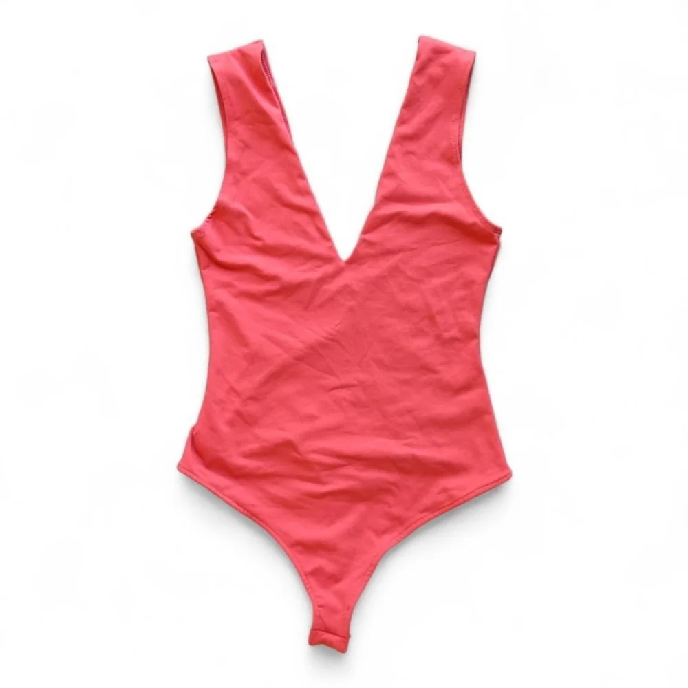Free People Electro Pop Seamless Keep It Sleek Thong Bodysuit Sz XS Mesh Lined